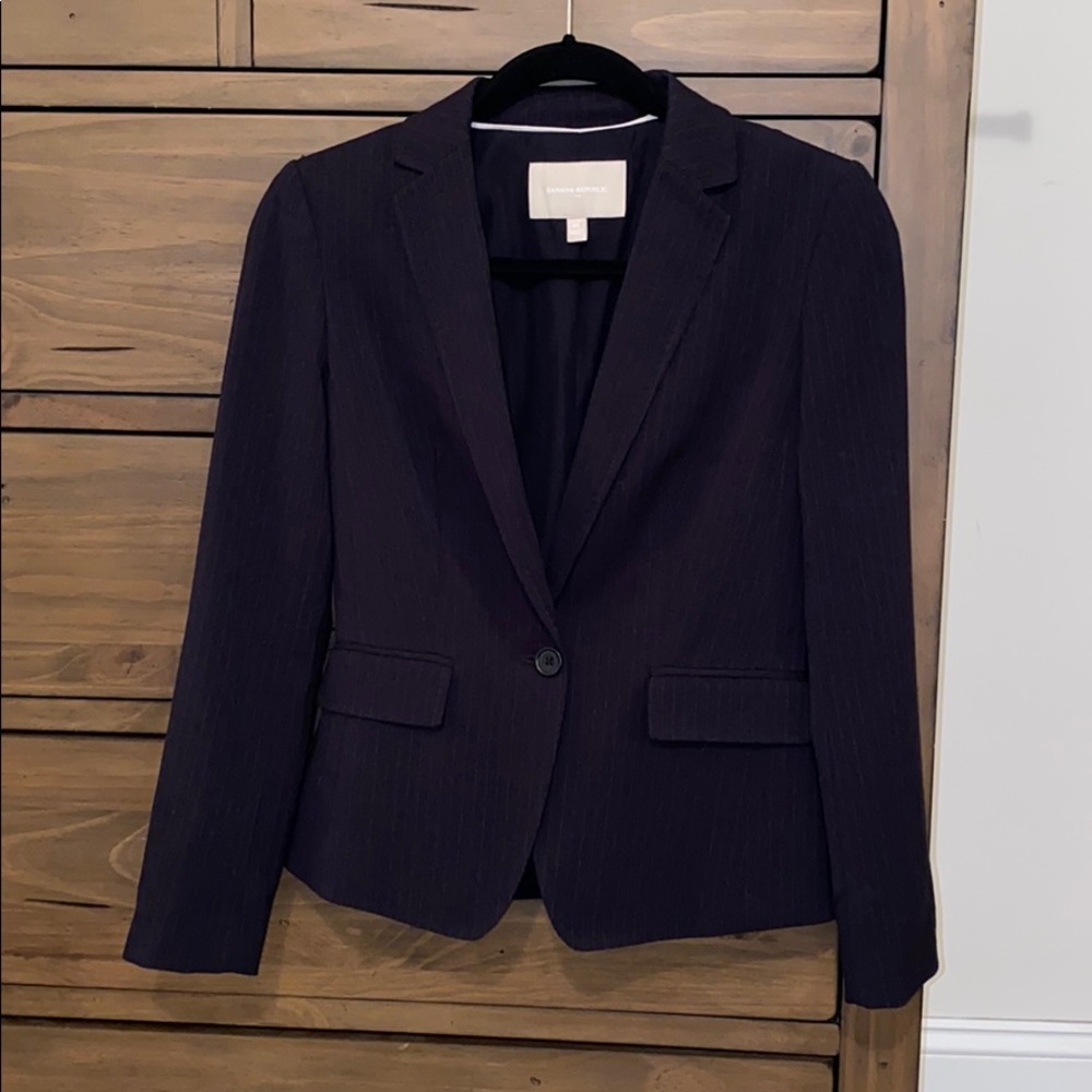 Banana Republic Navy Pinstripe Blazer